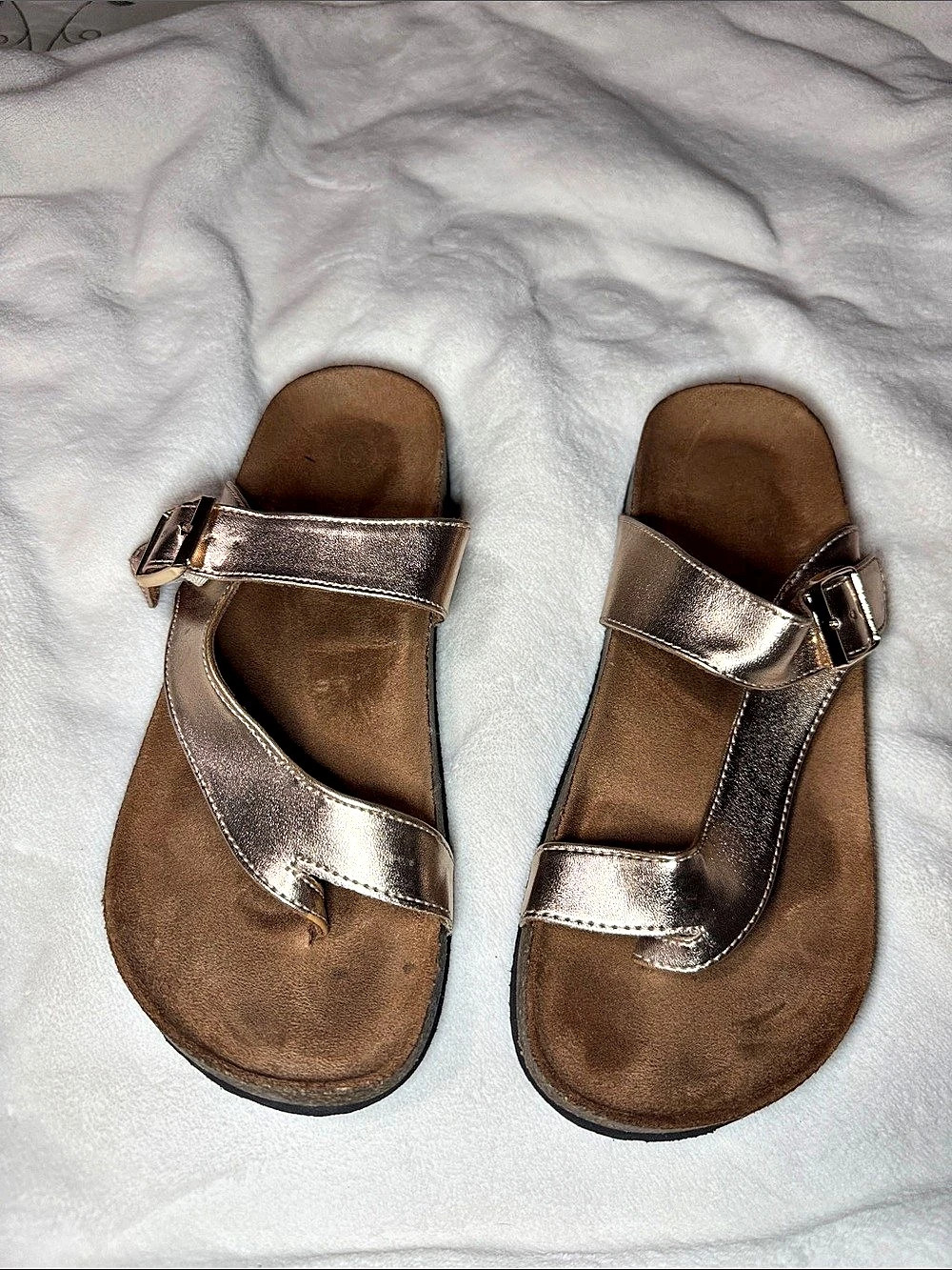 Metallic Strappy Sandals in Brown & Silver